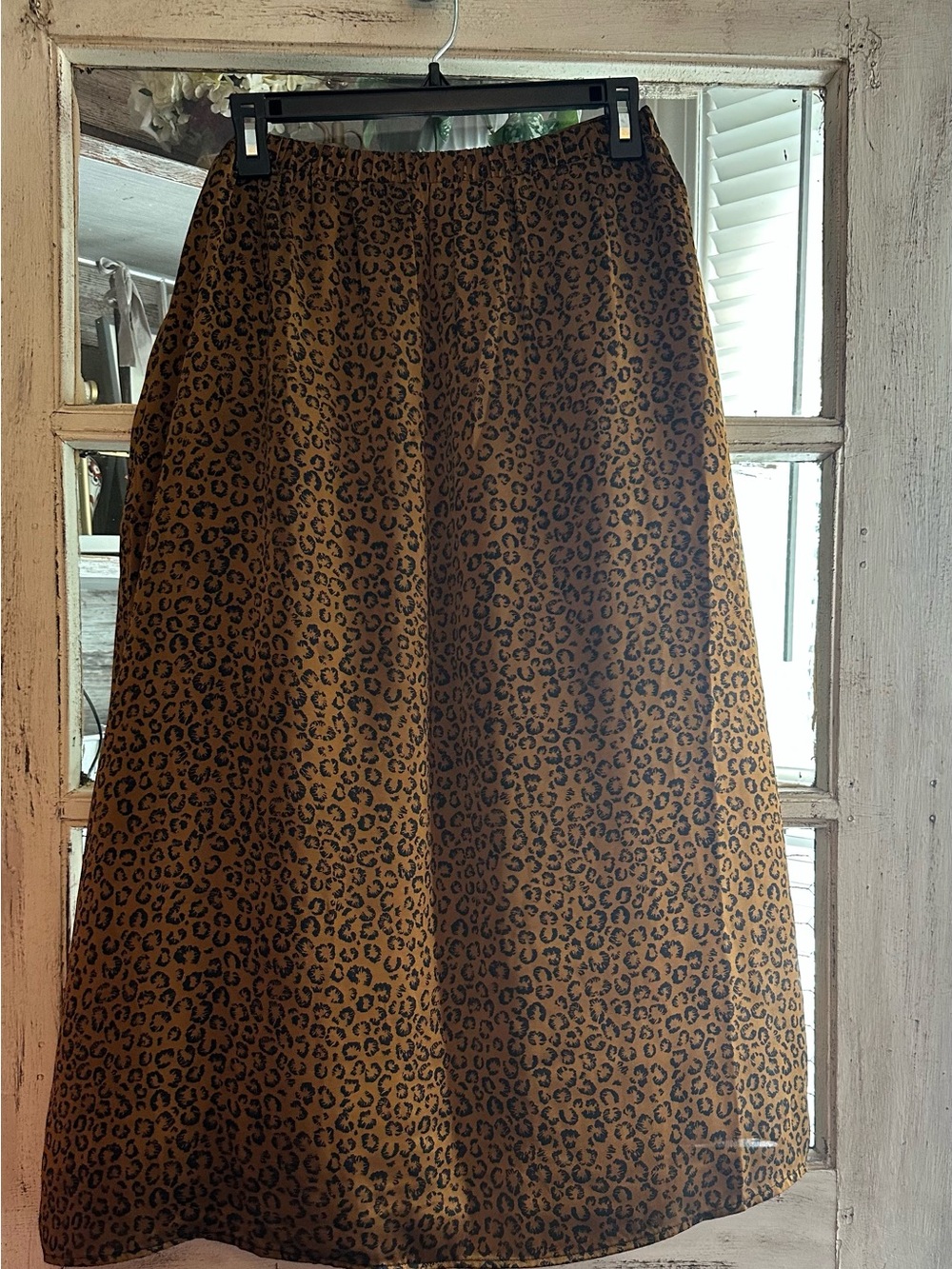 DR2 | Brown Leopard A-Line Midi Skirt